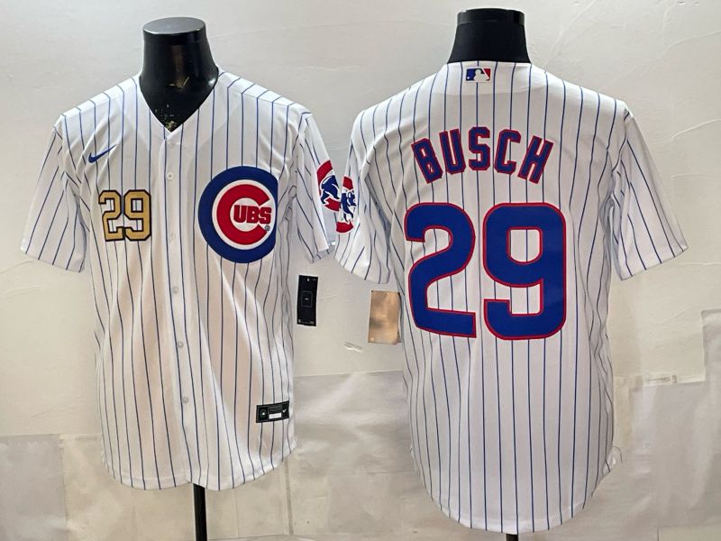 Men Chicago Cubs #29 Busch White Stripe Game 2026 Nike MLB Jersey style 003->chicago cubs->MLB Jersey